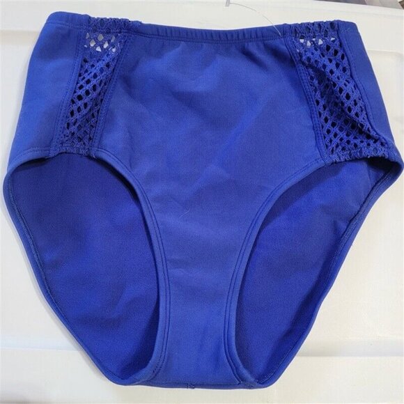 NWOT Robin Piccone M High Waist Crochet Side Bikini Bottom BLue 116147 - Picture 2 of 4